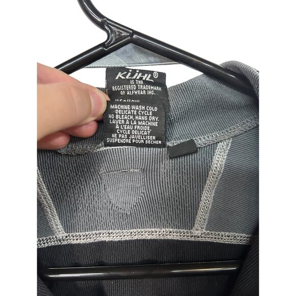 KUHL Tech 1/4 Zip Gray Knit Shirt M Hiking Gorpcore Outdoor Performance Layer - Picture 7 of 9